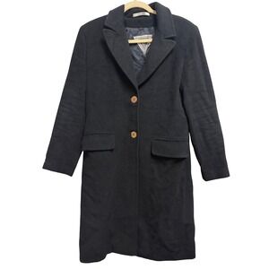 Vintage Camel Hair Overcoat Marvin Richards Black Longline Jacket Size 4